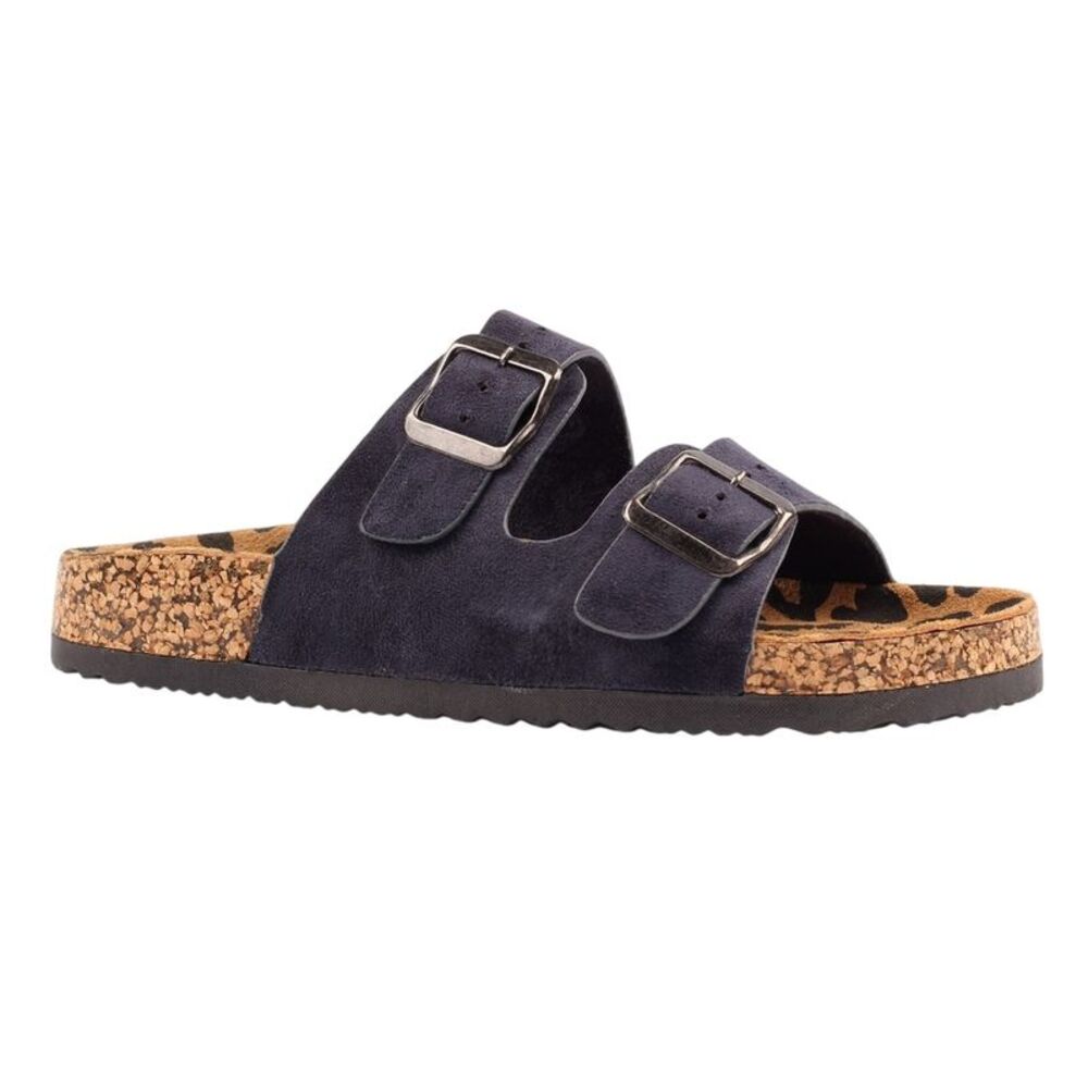 Lunar Womens/Ladies Pecan Leather Sandals / Navy